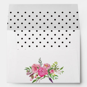 Watercolor Peonies and Dots Wedding Envelope