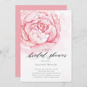 Watercolor Peonies Bridal Shower Invitation