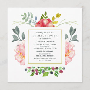 Watercolor Peonies Bridal Shower Invitation