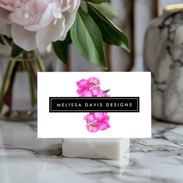 Watercolor Peonies Bunch Business Card (Creator Uploaded)