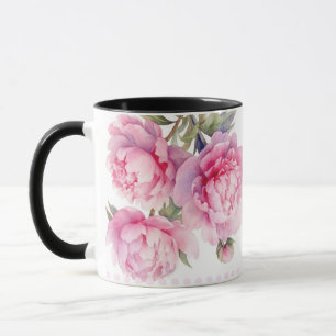 watercolor Peonies floral and foliage elegant Mug