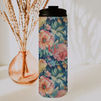 Watercolor Peonies Floral Monogram