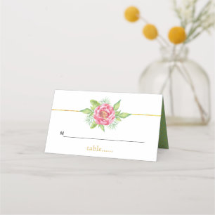 Watercolor peonies floral wedding escort card
