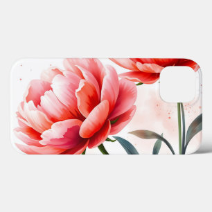 Watercolor Peonies in Coral and Blush iPhone 13 Case