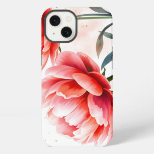 Watercolor Peonies in Coral and Blush iPhone 13 Case