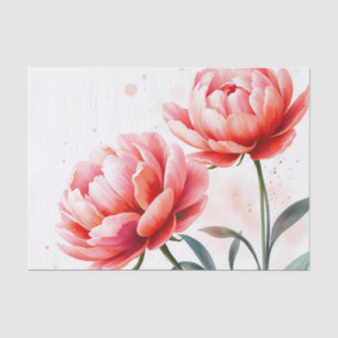  Watercolor Peonies in Coral and Blush  Tissue Paper