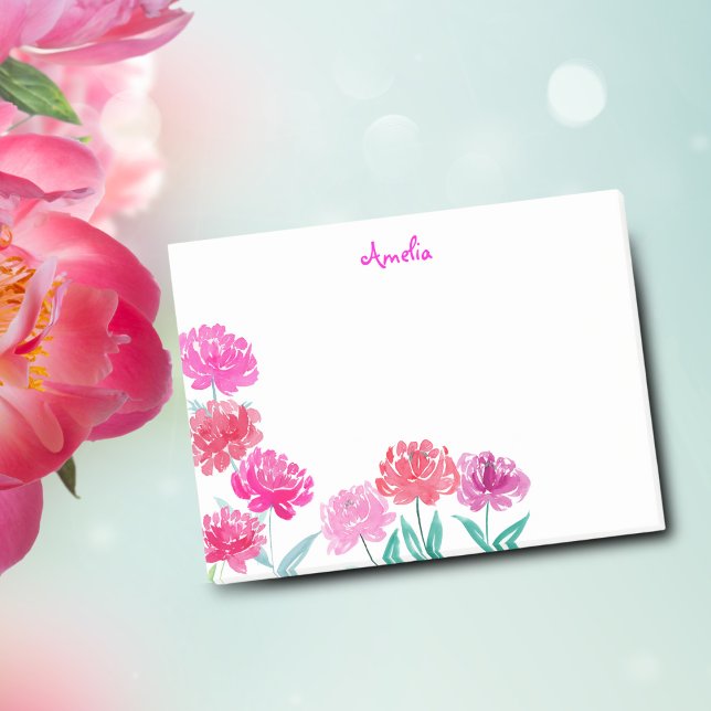 Watercolor Peonies Personalised Post-it Notes (Personalize your reminders with vibrant Watercolor Peonies Post-it Notes.)