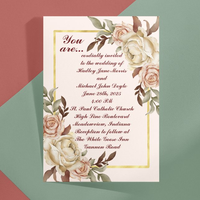 Watercolor Peonies Wedding Invitation (Creator Uploaded)