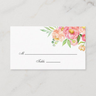 Watercolor Peonies Wedding Place Card