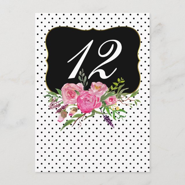 Watercolor Peonies Wedding Reception Table Number (Front)