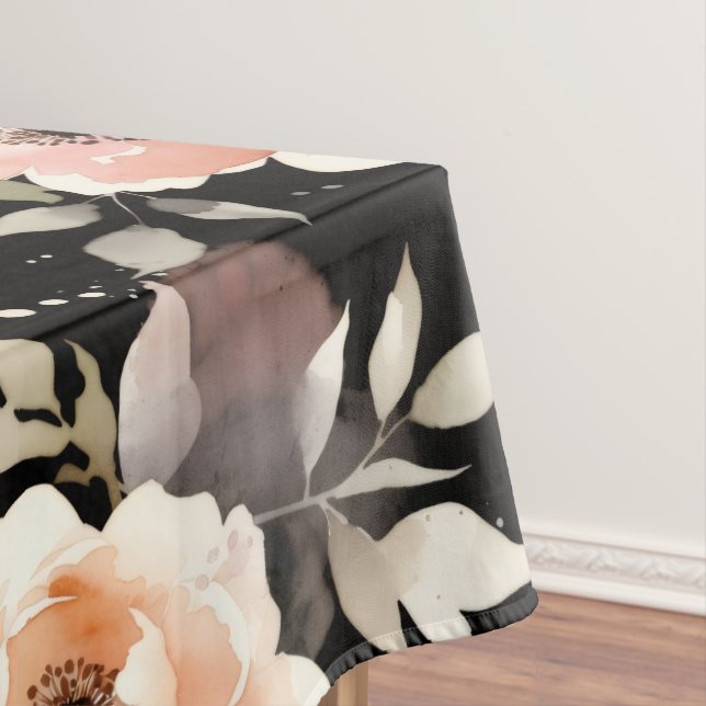 Watercolor Peonies with Pastel Wash Tablecloth (In Situ)