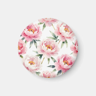 Watercolor Peony Blush Floral Pattern Magnet