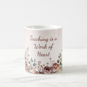 Watercolor Peony Botanical Coffee Cup for Teacher