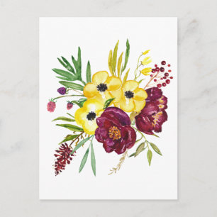 Watercolor Peony Bouquet Postcard