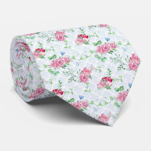 watercolor peony,butterfly watercolor tie