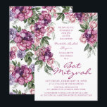 Watercolor Peony Corporate Logo Bat Mitzvah  Invitation<br><div class="desc">Watercolor Peony Corporate Logo Bat Mitzvah Invitations features an elegant watercolor purple Peony flower frame in soft deep purple and dusty pink with green leaves on a white background with your Bat Mitzvah Invitation information in the centre. Personalise by editing the text in the text boxes provided. Add your Corporate...</div>