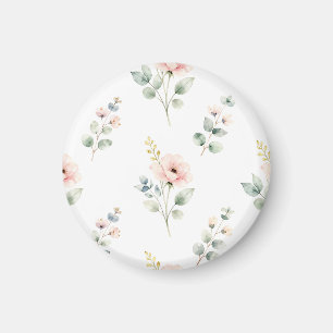 Watercolor Peony Eucalyptus Delicate Floral Magnet