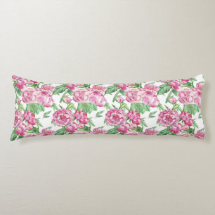 Watercolor peony field body cushion