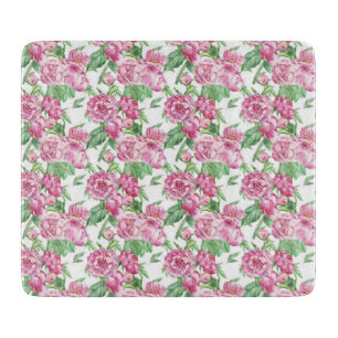 Watercolor peony field cutting board