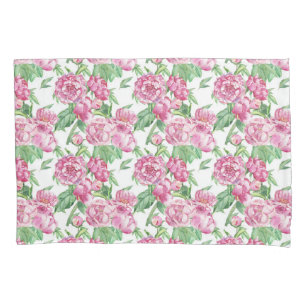 Watercolor peony field pillowcase