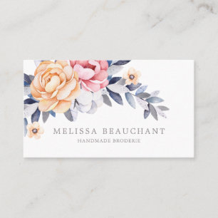 Watercolor Peony Floral Custom Elegant Template Business Card