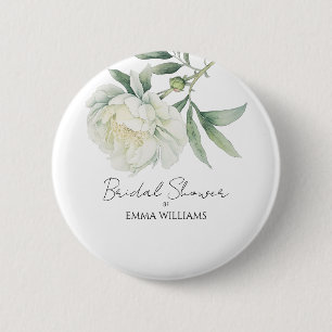 Watercolor Peony Flower Bridal Shower 6 Cm Round Badge
