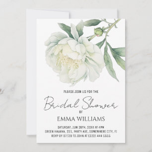 Watercolor Peony Flower Bridal Shower Invitation