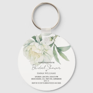 Watercolor Peony Flower | Bridal Shower Key Ring
