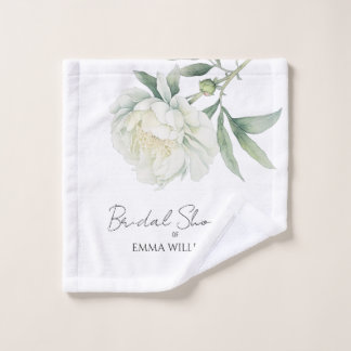 Watercolor Peony Flower | Bridal Shower Wash Cloth