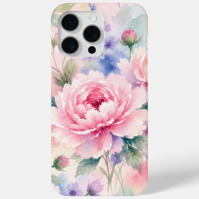 Watercolor Peony Flower Case-Mate iPhone Case (Back)