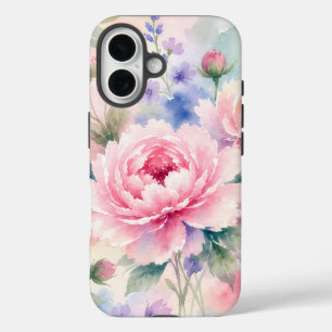 Watercolor Peony Flower iPhone 16 Case