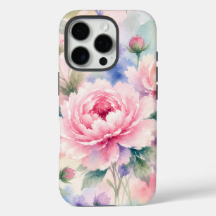 Watercolor Peony Flower iPhone 16 Pro Case