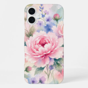 Watercolor Peony Flower iPhone 16 Plus Case