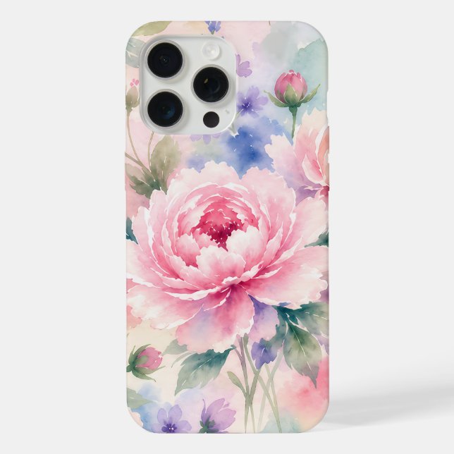 Watercolor Peony Flower iPhone Case (Back)
