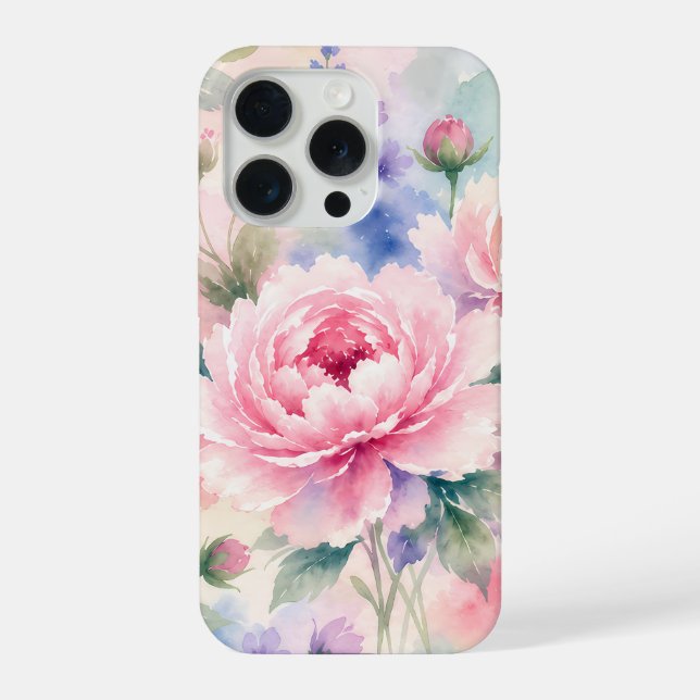 Watercolor Peony Flower iPhone Case (Back)