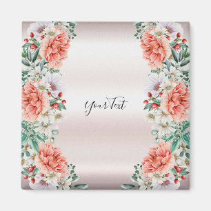 Watercolor Peony Flower Magnet