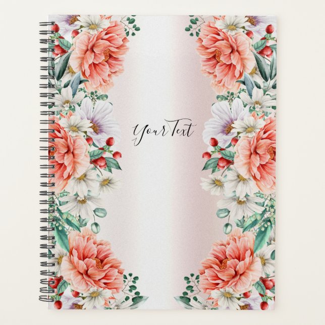 Watercolor Peony Flower Wedding Planner (Front)