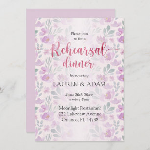 Watercolor Peony lilac and Pink floral pattern Invitation