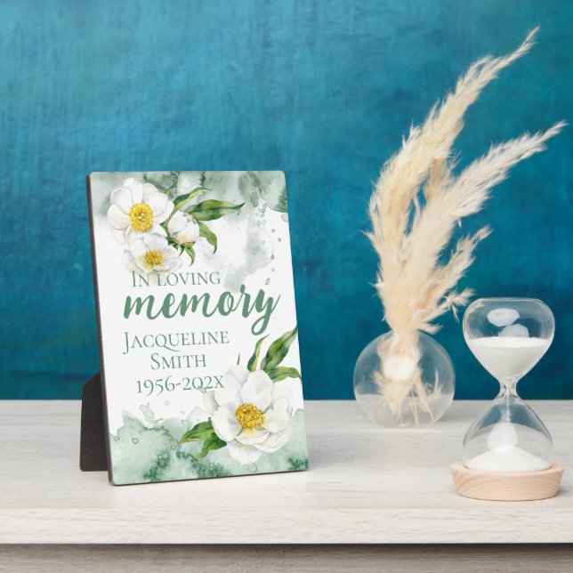 Watercolor Peony Memorial Keepsake Plaque (Side)