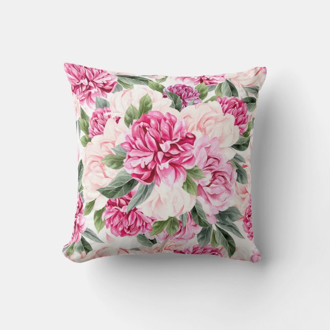 Watercolor Peony Pattern 2 Cushion (Front)