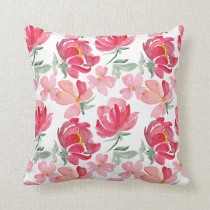 Watercolor Peony Pattern Cushion