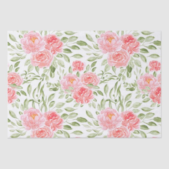 Watercolor Peony Pattern Tissue Paper (Front)