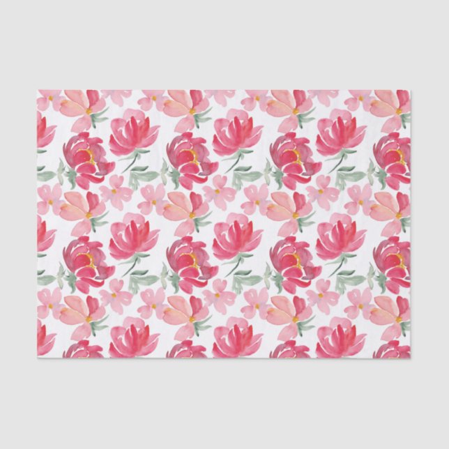 Watercolor Peony Pattern Tissue Paper (Front)