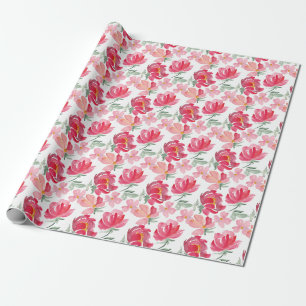Watercolor Peony Pattern Wrapping Paper