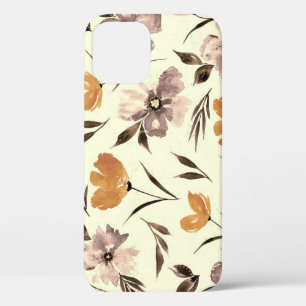 Watercolor peony poppy, abstract floral pattern. iPhone 12 case