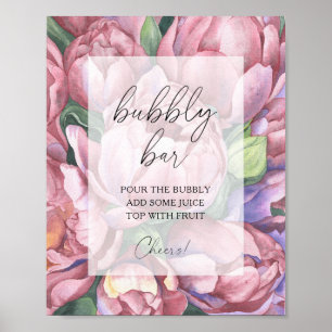 Watercolor peony roses - bubbly bar poster