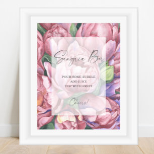 Watercolor peony roses - sangria bar poster