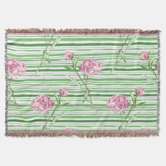 watercolor peony throw blanket (Front)