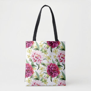 Watercolor Peony Tote Bag