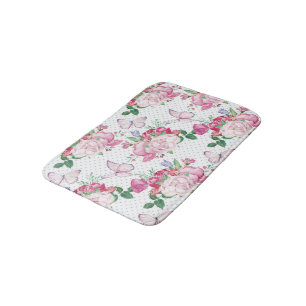 watercolor peony,watercolor butterfly bath mat